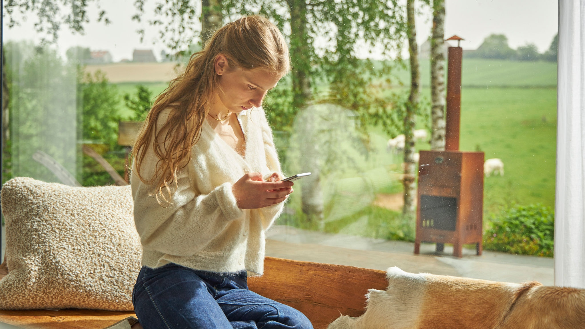 Hölgy megtekinti az állami ösztönzőrendszereket okostelefonján