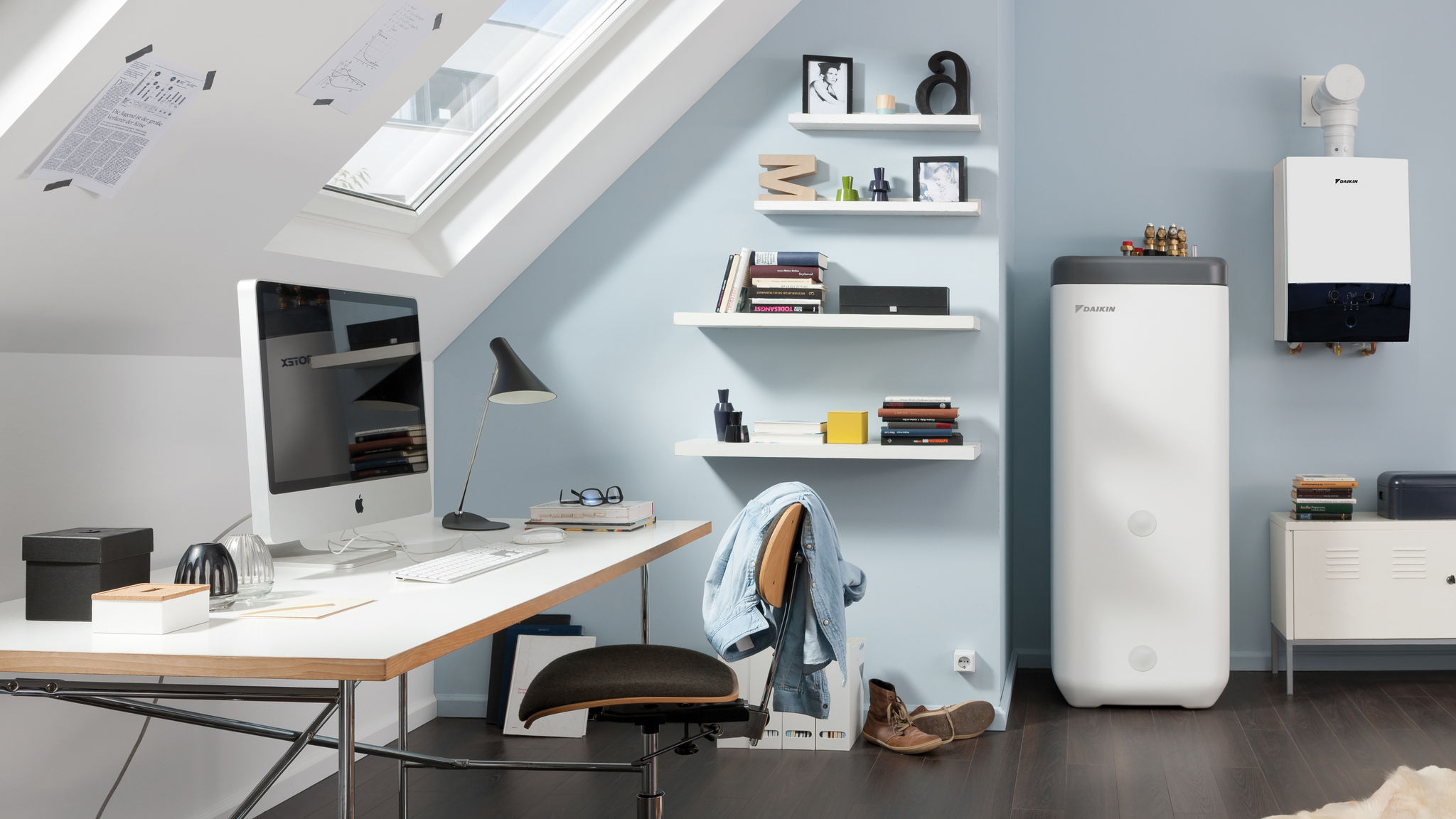 Daikin használati melegvíz-tartály egy hálószobában